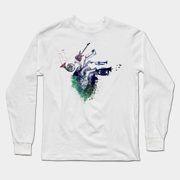 Music my love art #music #heart #love Long Sleeve T-Shirt by JBJart